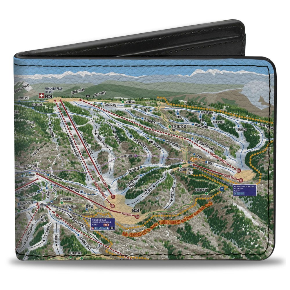 Buckle-Down Men's Standard Wallet, Bifold, Colorado Steamboat Ski Trail Map, Vegan Leather, 4.0" x 3.5"