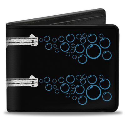 Buckle-Down Men's Standard Wallet, Bifold, Bubble Shotgun Black White Blue, Vegan Leather, 4.0" x 3.5"