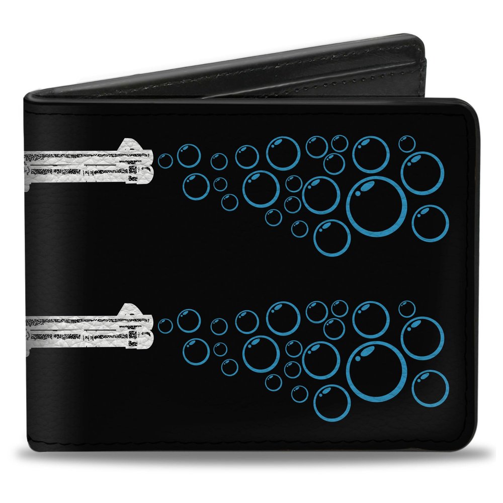 Buckle-Down Men's Standard Wallet, Bifold, Bubble Shotgun Black White Blue, Vegan Leather, 4.0" x 3.5"