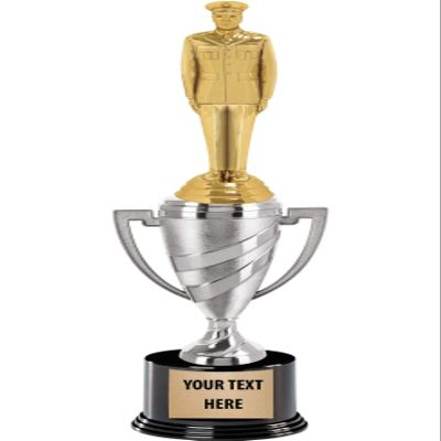 Crown Awards Military Trophy, 13" Silver Cup Male Military Trophies with Engraving Included, 10 Pack