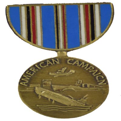 AMERICAN CAMPAIGN MEDAL LAPEL PIN OR HAT PIN - Size 1-1/8" - VETERAN OWNED BUSINESS