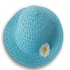 Easter Springtime Colorful Kids' Straw Hat with Daisy Accent - Crown Measures 6.75 Inches (Blue) view 1