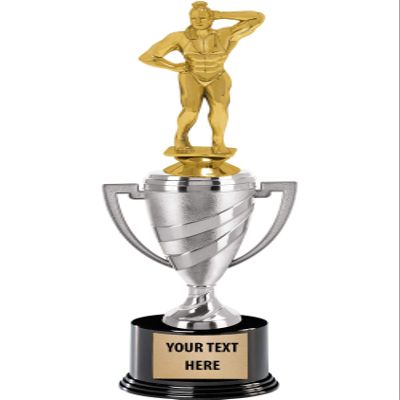 Crown Awards Bodybuilding Trophy, 13" Silver Cup Female Bodybuilder Trophies with Engraving Included, 10 Pack
