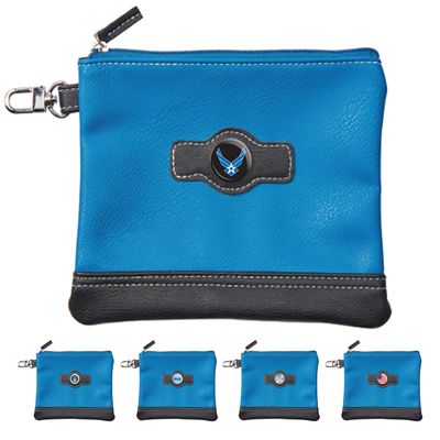 Clip Wipes Air Force Golf Valuables Pouch with Zipper (Blue-Wings)
