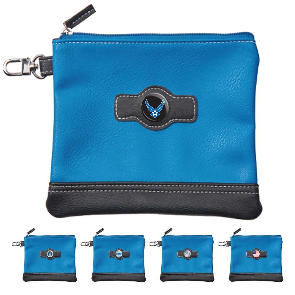 Clip Wipes Air Force Golf Valuables Pouch with Zipper (Blue-Wings)