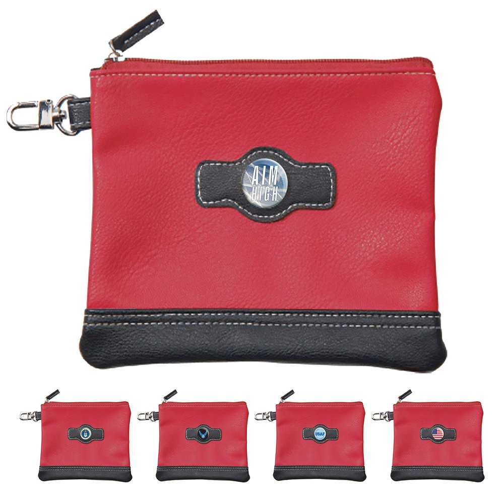 Clip Wipes Air Force Golf Valuables Pouch with Zipper (Red-Aim High)