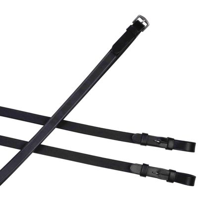 Collegiate Essential Plain Flat Reins, Black, 5/8"x54"