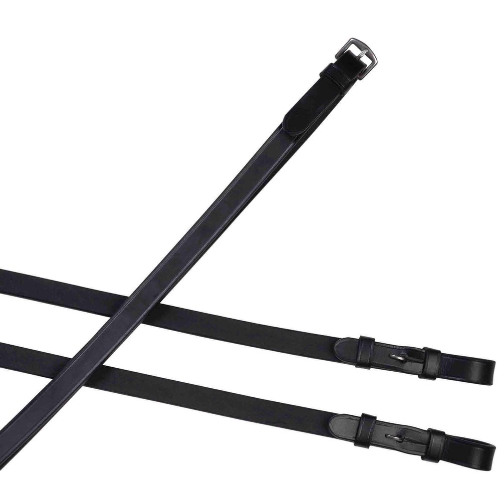 Collegiate Essential Plain Flat Reins, Black, 5/8"x54"