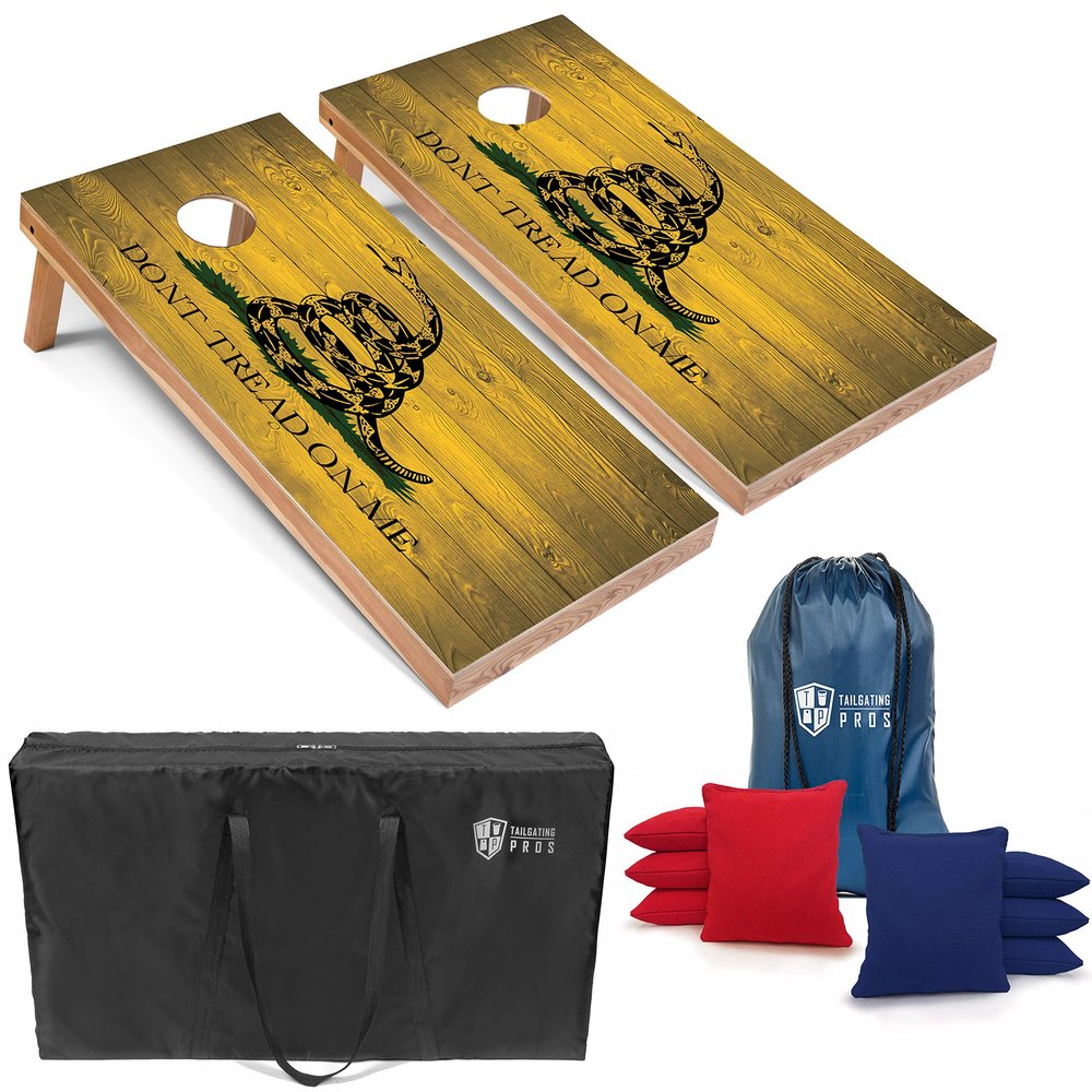 Tailgating Pros Regulation Flag Cornhole Board Sets * Includes 8 Bean Bags and Carrying Totes * 4'x2' Flag Toss Game * Several Corn Hole Board Designs to Choose from!
