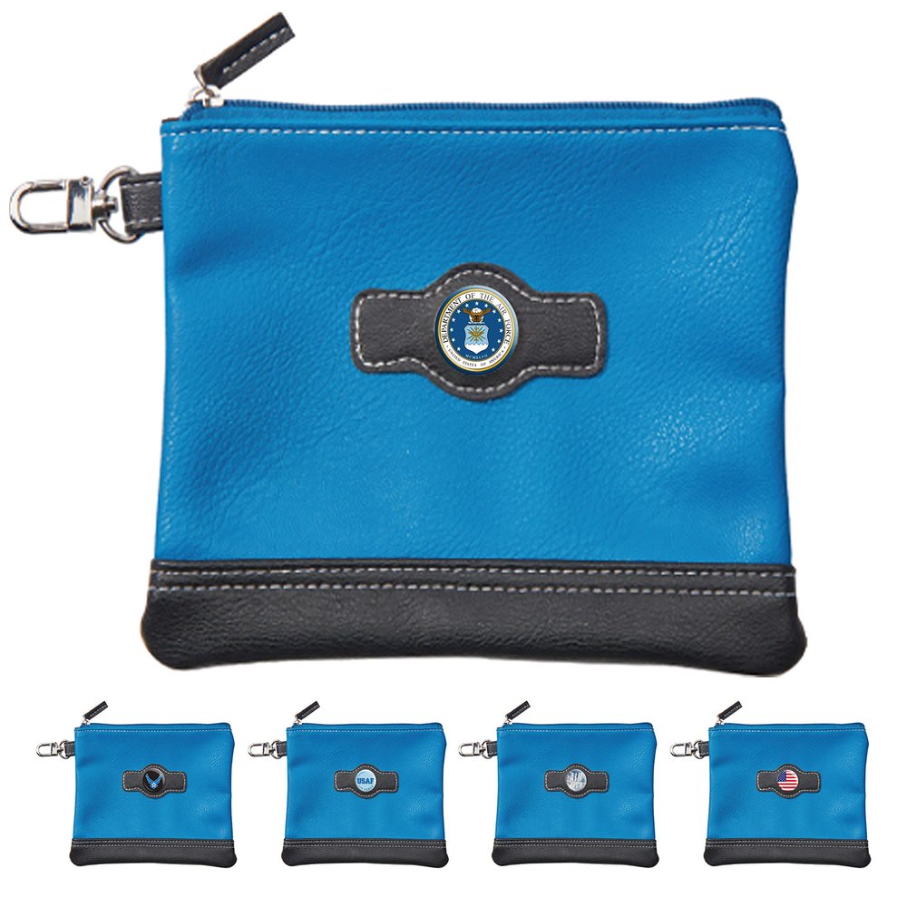 Clip Wipes Air Force Golf Valuables Pouch with Zipper (Blue-Seal)
