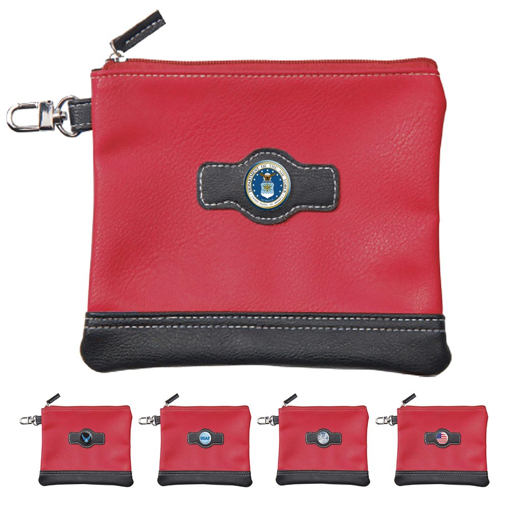 Clip Wipes Air Force Golf Valuables Pouch with Zipper (Red-Seal)