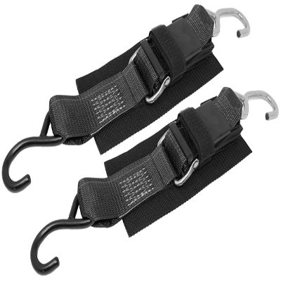CustomTieDowns 2 Pack, 2 Inch x 4.5 Foot Quick Release Transom Strap. (Black)