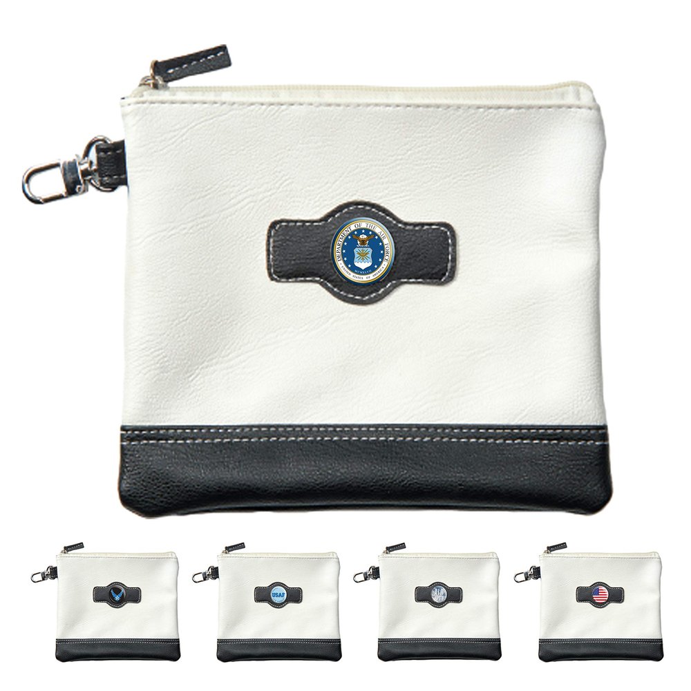 Clip Wipes Air Force Golf Valuables Pouch with Zipper (White-Seal)