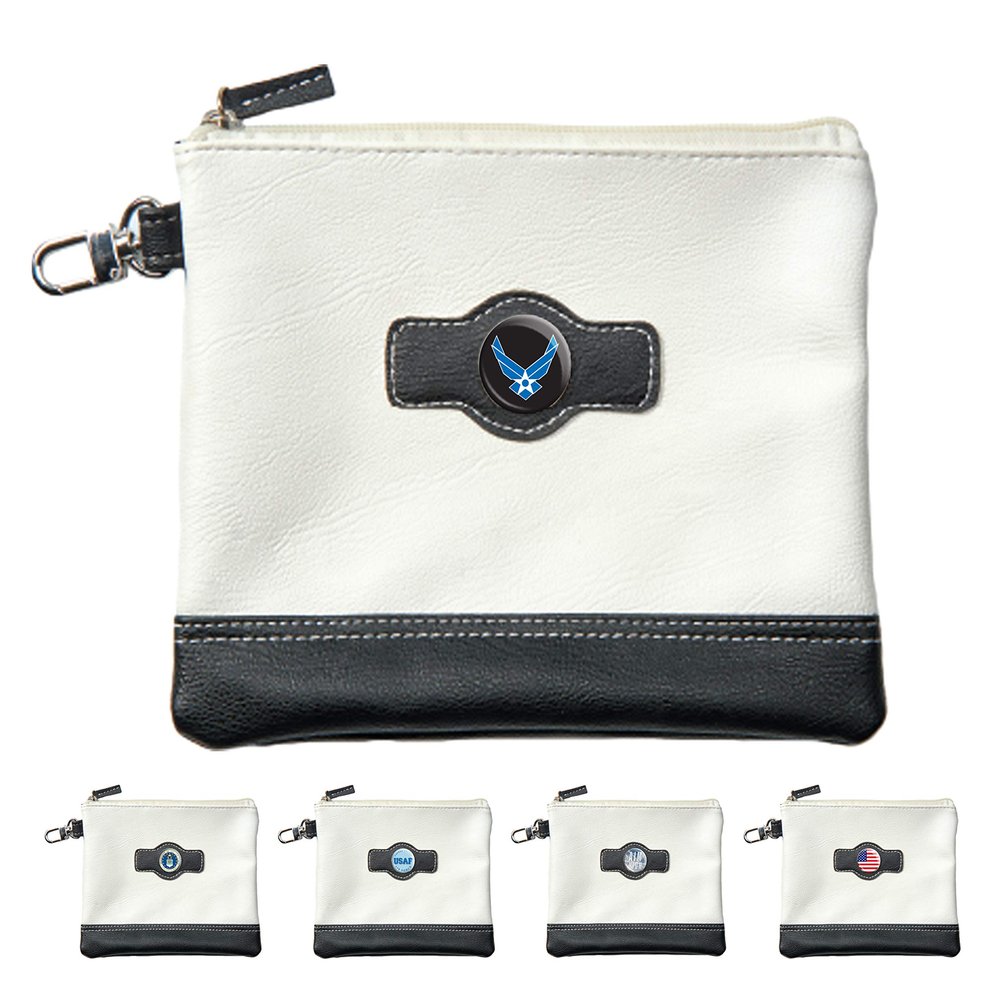 Clip Wipes Air Force Golf Valuables Pouch with Zipper (White-Wings)