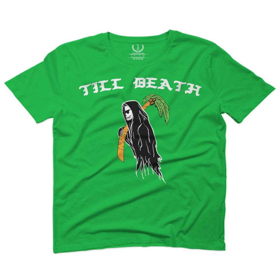 0269. Skeleton The Reaper Summer Vacations Palm Till Death Surf Skate streatwear Society for Men T Shirt (Irish Green 2X-Large)