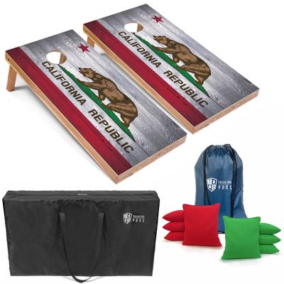 Tailgating Pros Regulation Flag Cornhole Board Sets * Includes 8 Bean Bags and Carrying Totes * 4'x2' Flag Toss Game * Several Corn Hole Board Designs to Choose from!