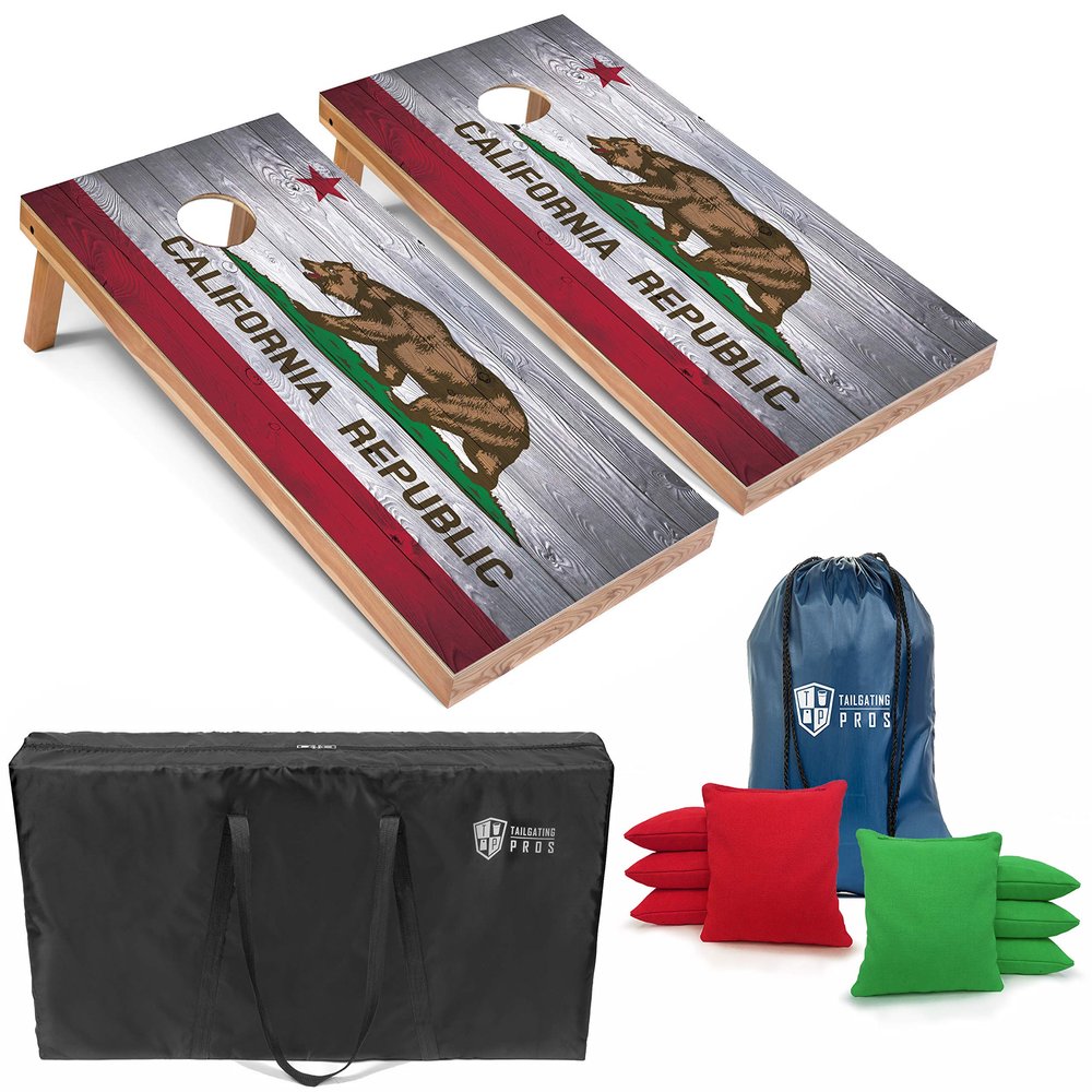 Tailgating Pros Regulation Flag Cornhole Board Sets * Includes 8 Bean Bags and Carrying Totes * 4'x2' Flag Toss Game * Several Corn Hole Board Designs to Choose from!