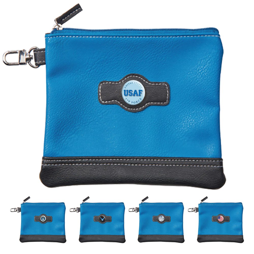 Clip Wipes Air Force Golf Valuables Pouch with Zipper (Blue-USAF)