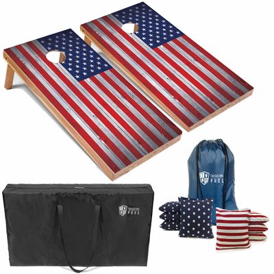Tailgating Pros Regulation Flag Cornhole Board Sets * Includes 8 Bean Bags and Carrying Totes * 4'x2' Flag Toss Game * Several Corn Hole Board Designs to Choose from!