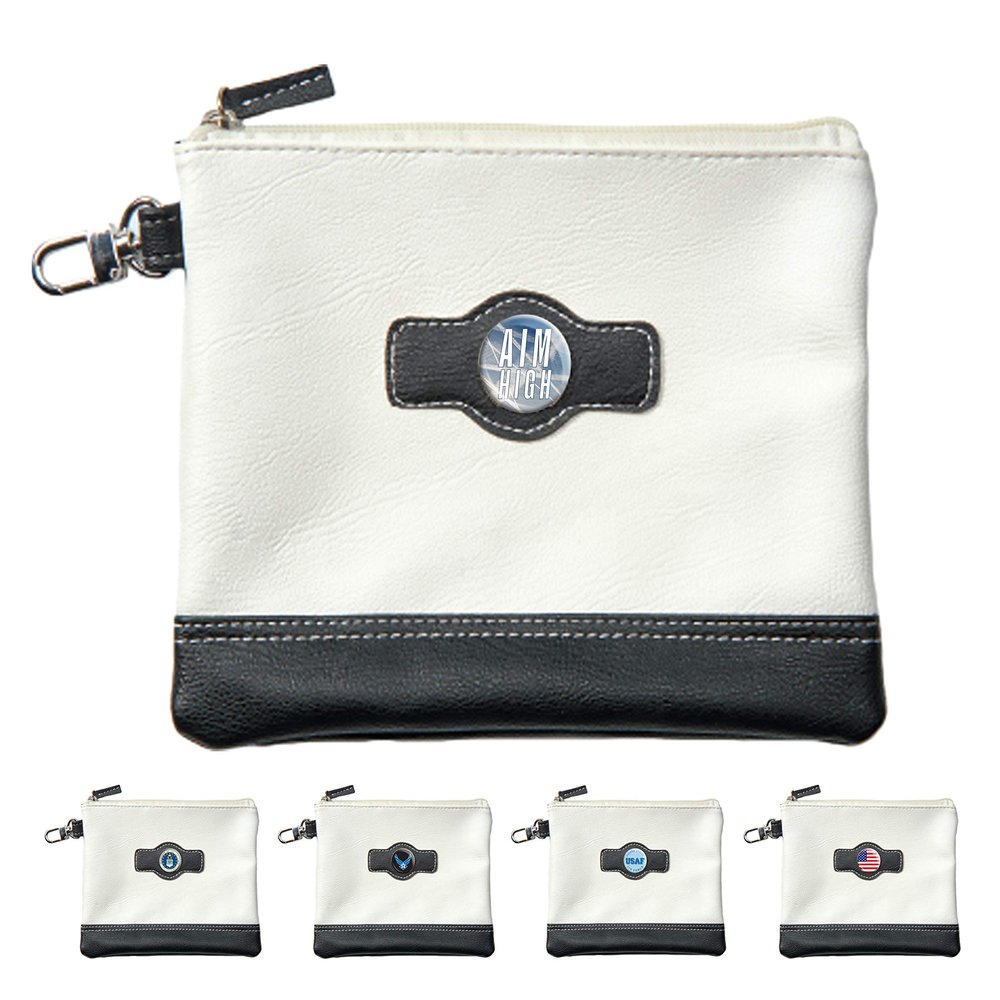Clip Wipes Air Force Golf Valuables Pouch with Zipper (White-Aim High)