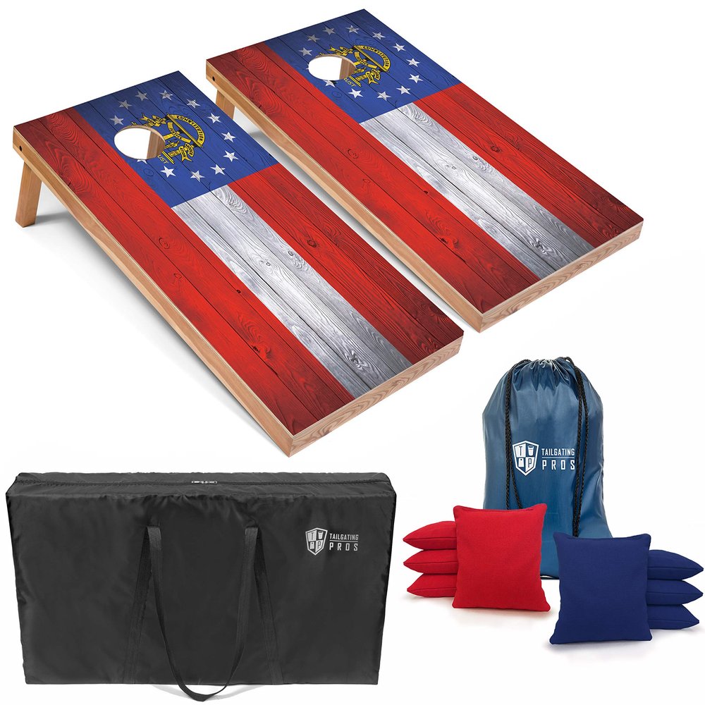 Tailgating Pros Regulation Flag Cornhole Board Sets * Includes 8 Bean Bags and Carrying Totes * 4'x2' Flag Toss Game * Several Corn Hole Board Designs to Choose from!