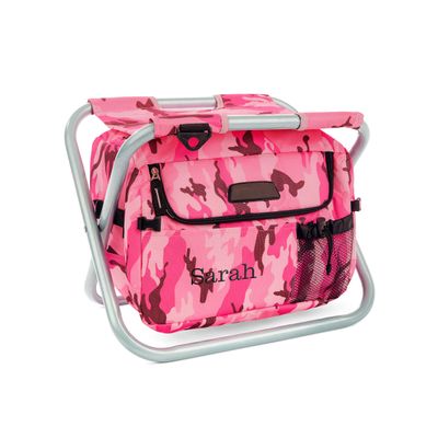 WEDDINGSTAR Customizable Folding Cooler Chair Monogram Embroidered Pink Camouflage