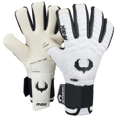 Renegade GK Eclipse Phantom Professional Goalie Gloves Pro Finger Savers | 4mm EXT Contact Grip | White & Black Soccer Goalkeeper Gloves (Size 9, Youth-Adult, Neg. Cut, Level 5)
