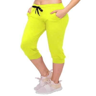 ALWAYS Womens Capri Jogger Sweatpants with Pockets Super Soft Stretch Lounge Pants, Casual Joggers for Women, Yoga Workout & Daily Wear, Neon Lime L