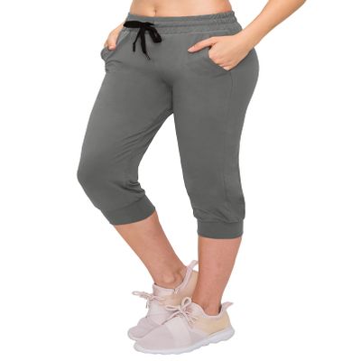 ALWAYS Womens Capri Jogger Sweatpants with Pockets Super Soft Stretch Lounge Pants, Casual Joggers for Women, Yoga Workout & Daily Wear, Charcoal M