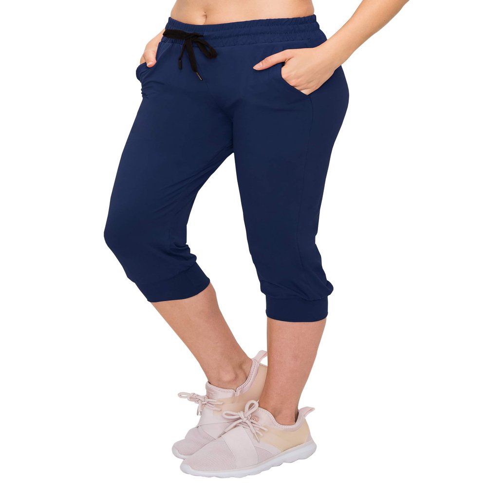 ALWAYS Womens Capri Jogger Sweatpants with Pockets  Super Soft Stretch Lounge Pants, Casual Joggers for Women, Yoga Workout & Daily Wear, Navy L