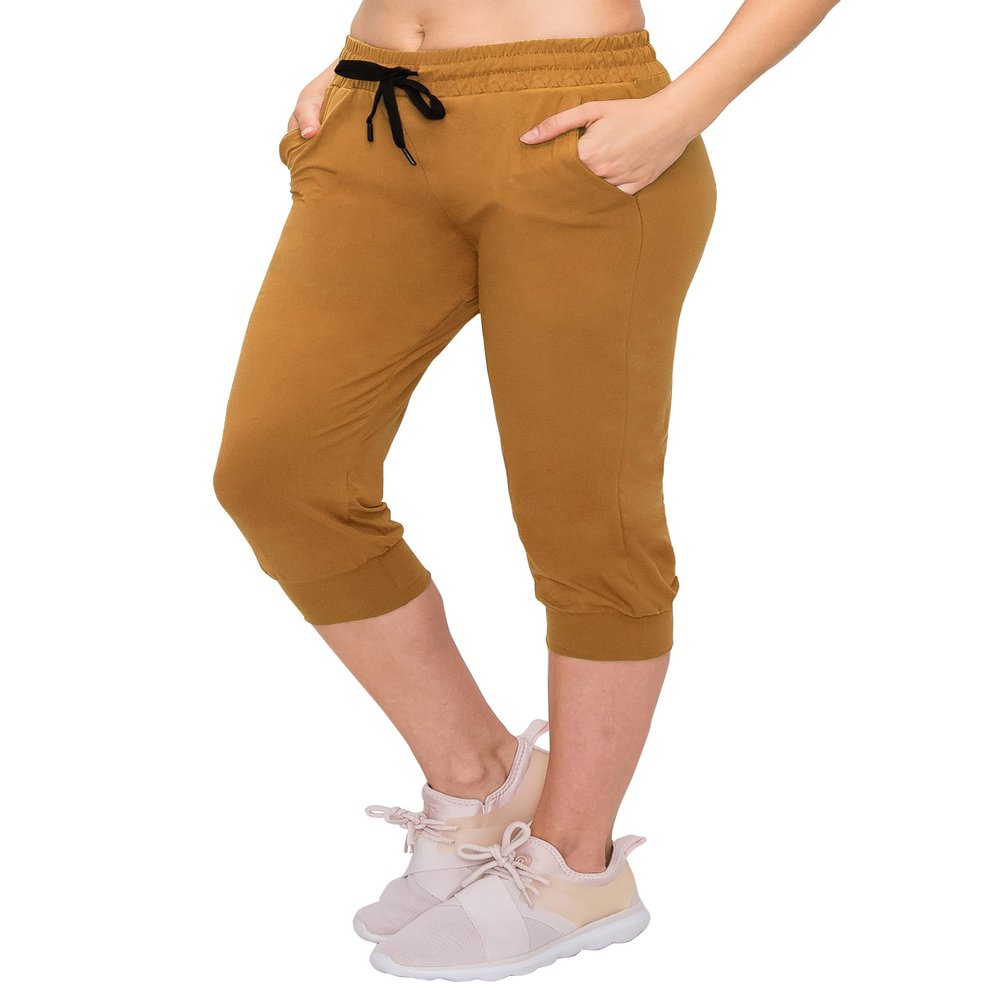 ALWAYS Womens Capri Jogger Sweatpants with Pockets  Super Soft Stretch Lounge Pants, Casual Joggers for Women, Yoga Workout & Daily Wear, Gold Mustard S
