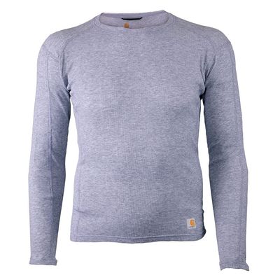 Carhartt Men's Force Midweight Cotton Base Layer Crewneck Top, Heather Grey, Small