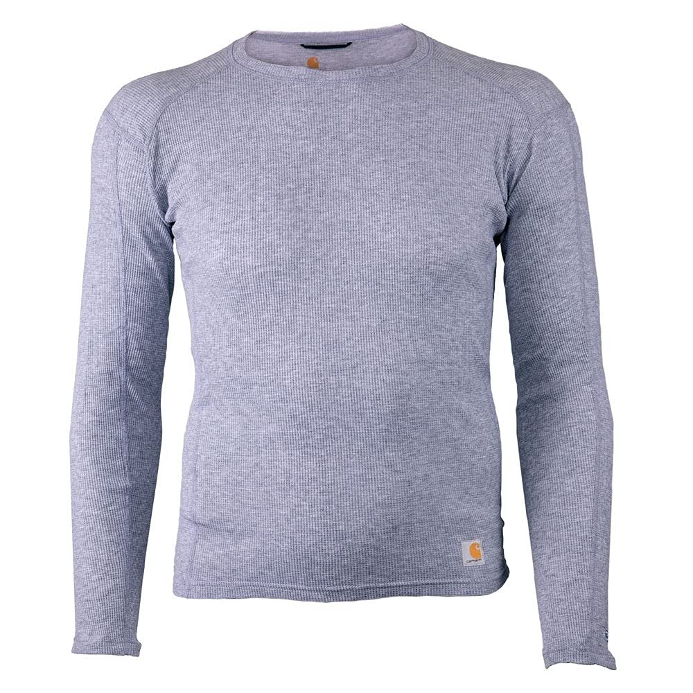 Carhartt Men's Force Midweight Cotton Base Layer Crewneck Top, Heather Grey, Small
