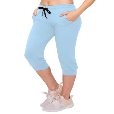 ALWAYS Womens Capri Jogger Sweatpants with Pockets Super Soft Stretch Lounge Pants, Casual Joggers for Women, Yoga Workout & Daily Wear, Sky Blue S