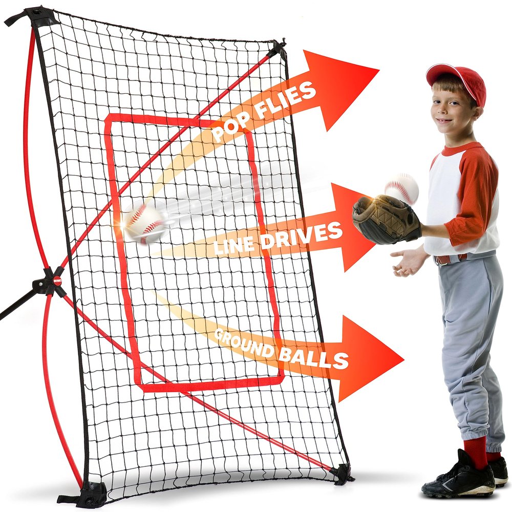 NETPLAYZ Baseball Kids Training Net - Pitch Back, Fielding Practice, Rebound, Throwing Return Exercise | Youth Sport Gifts, Softball Equipment & Gear, Black, One Size (NOC011402020)