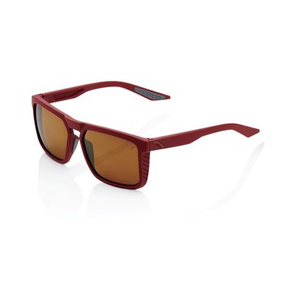 100% Renshaw Square Glacier Style Sunglasses - Durable, Lightweight Active Performance Eyewear w/Rubber Temple Grip & Side Glare Shield (Soft TACT Crimson - Bronze)