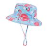 Baby Sun Hat Adjustable - Toddler Kids Beach Pool Bucket UPF 50+ Wide Brim Chin Strap Summer Play Hat(Flamingo, 48/6-12 Months)