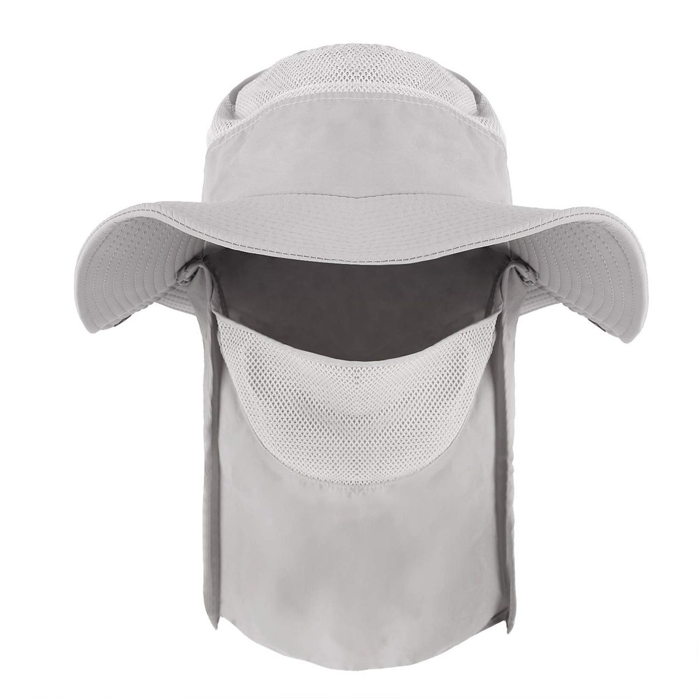 Womens Summer Sunhat Wide Brim Roll Up Sun Visor Hat with Neck Shield Cover Outdoor Cycling UV Sun Protection Block Hat Gray-a