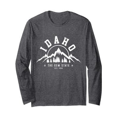 Idaho - The Gem State Est. 1890 Vintage Mountains Gift Long Sleeve T-Shirt