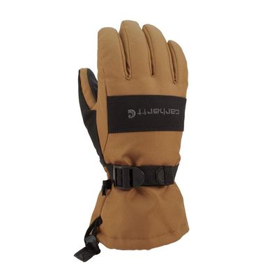 Carhartt Boys' Junior Waterproof Insulated Gauntlet Glove, Brown Black, Medium