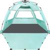 WhiteFang Deluxe XL Pop Up Beach Tent Sun Shade Shelter for 3-4 Person, UV Protection, Extendable Floor with 3 Ventilating Windows Plus Carrying Bag, Stakes, and Guy Lines (Mint Green) view 1