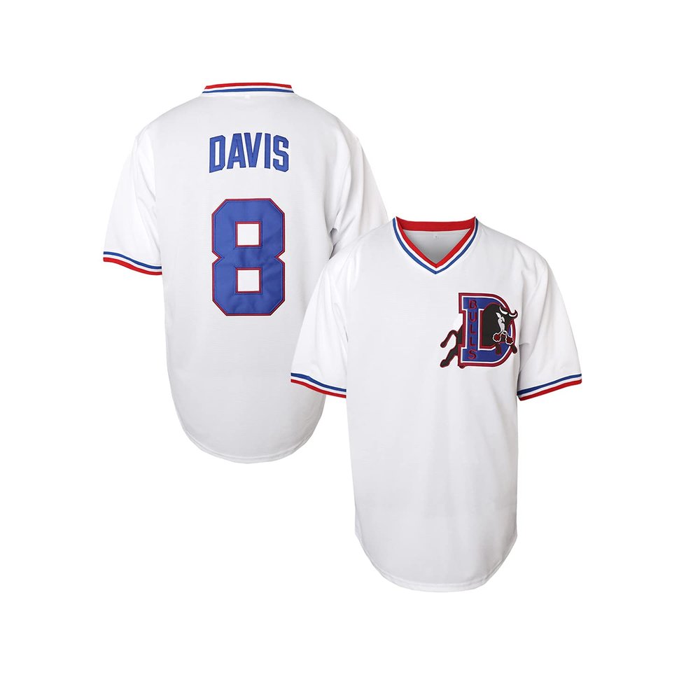 Bull Durham Jerseys Nuke' LaLoosh #8 Durham Movie Baseball Jerey (8 Crash Davis White, X-Large)