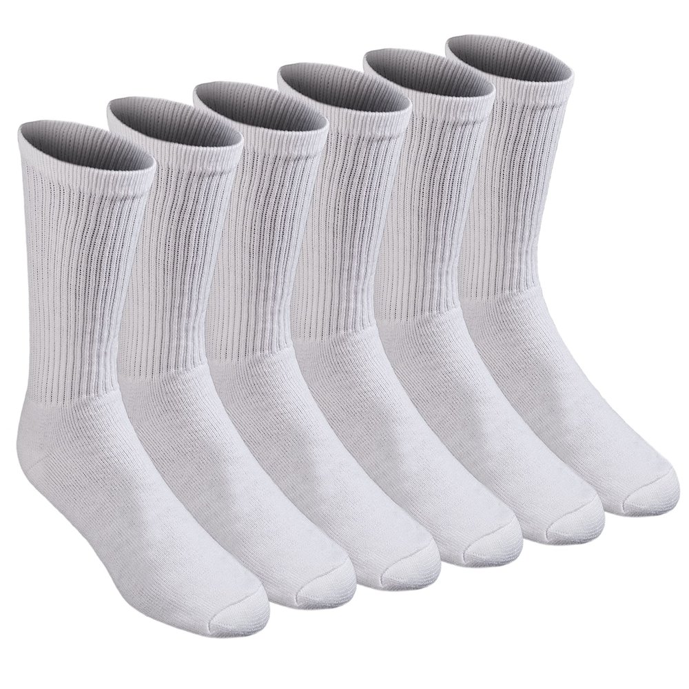 Dickies Men's All Purpose Cushion Crew Socks (6/12 Pairs), White (6 Pairs), Shoe Size: 12-15