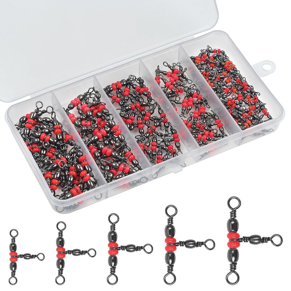 3 Way Barrel Fishing Swivels Kit 120pcs Cross-line Crane Swivel 3 Way Fishing Swivel Crimp Swivel Tackle Connector Accessories
