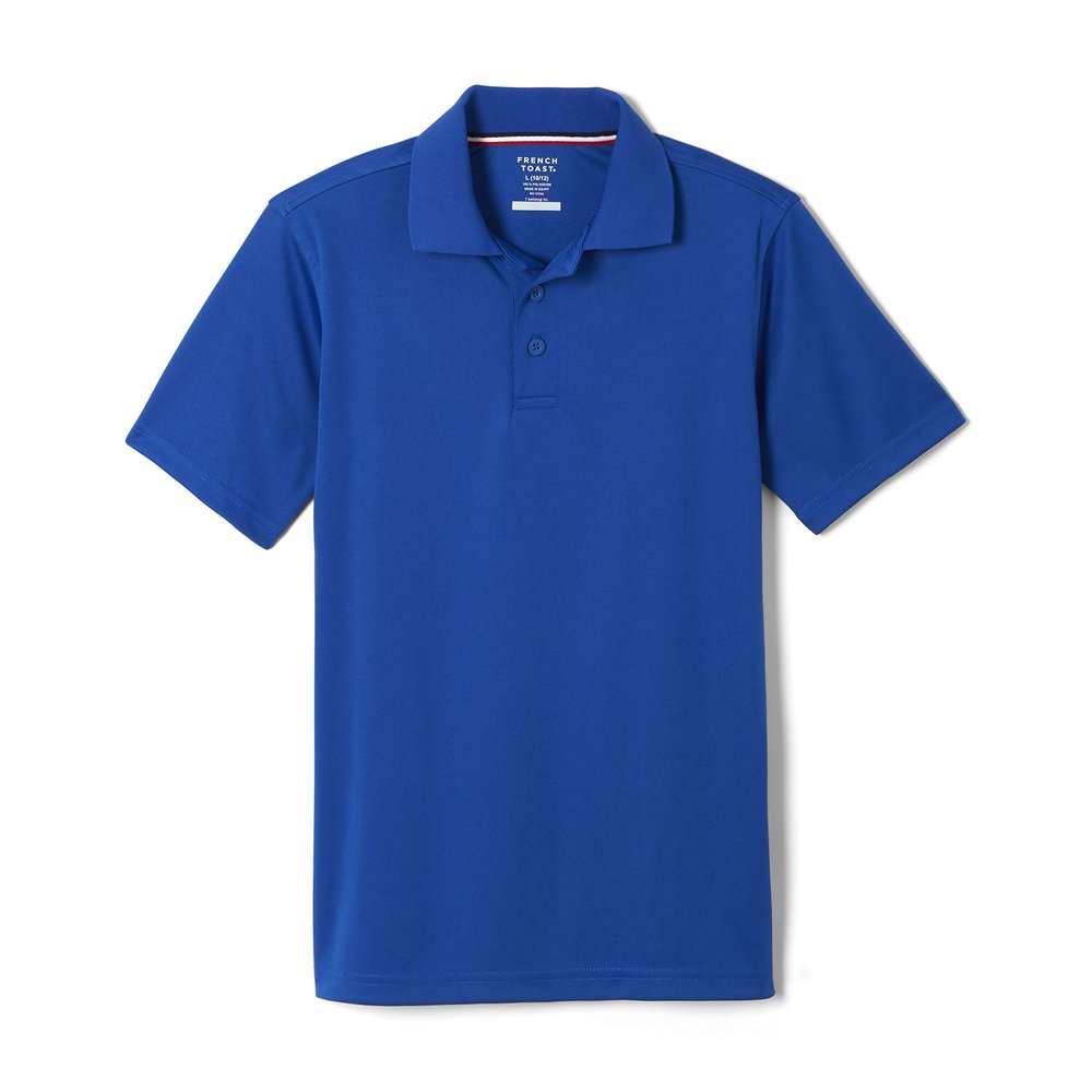 French Toast Boys' Short Sleeve Moisture Wicking Stretch Sport Polo Shirt (Kids Standard & Husky Sizes), Royal Blue, 4-5