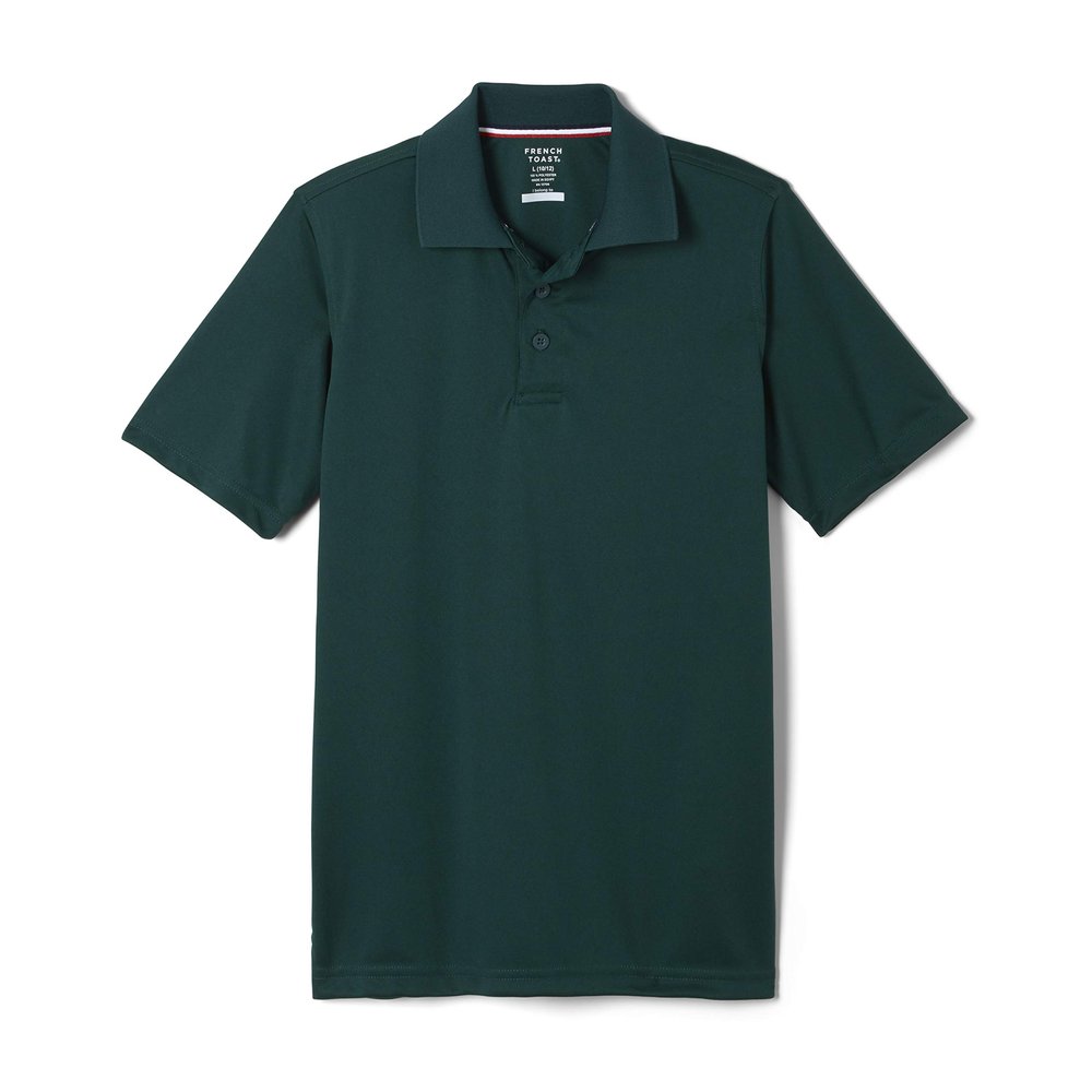 French Toast Boys' Short Sleeve Moisture Wicking Stretch Sport Polo Shirt (Kids Standard & Husky Sizes), Hunter Green, 10-12
