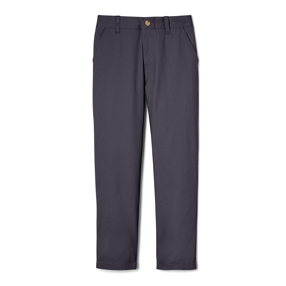 French Toast Boys' Adjustable Waist Stretch Straight Fit Chino Pant, School Uniform Grey, 12 Husky