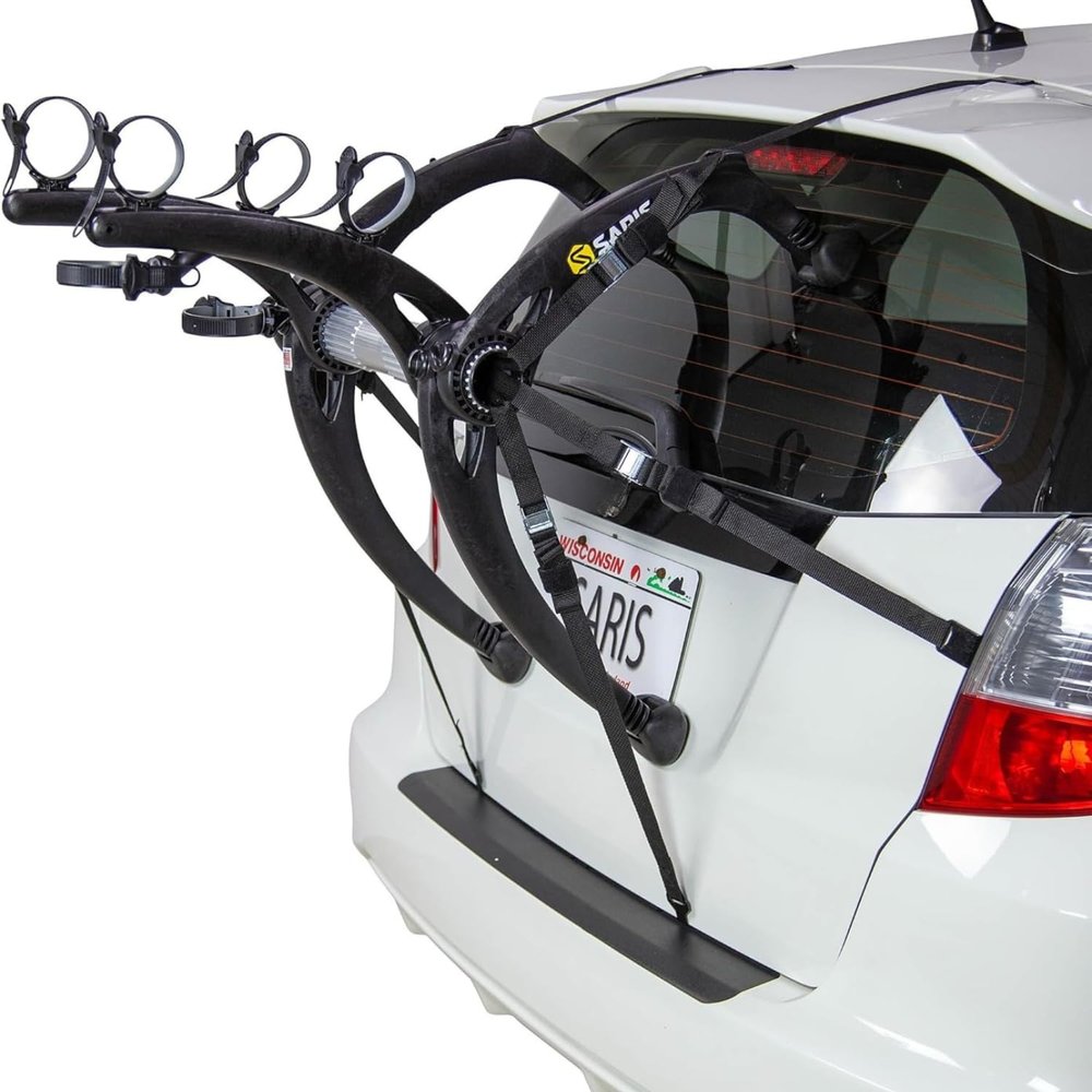 Saris Bones EX 2-Bike Trunk Rack Bicycle Carrier, Durable, Rust-Free, Anti-Sway Straps, Made in USA, Arc-Based Design, 100% Recyclable Materials