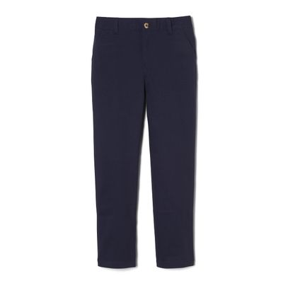 French Toast Boys' Adjustable Waist Stretch Straight Fit Chino Pant, School Uniform Navy, 20 Husky