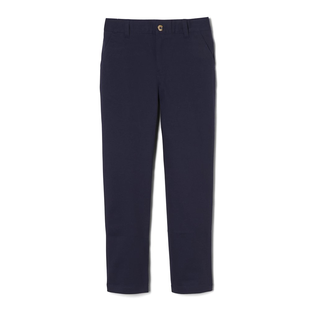 French Toast Boys' Adjustable Waist Stretch Straight Fit Chino Pant, School Uniform Navy, 20 Husky